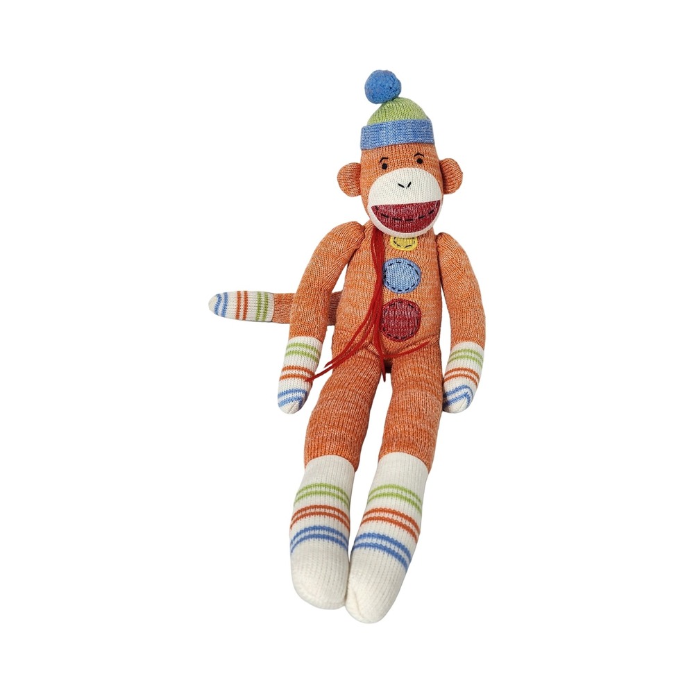 Midwest CBK Orange Knit Sock Monkey Plush Striped Beanie Scarf 2009 20 inch